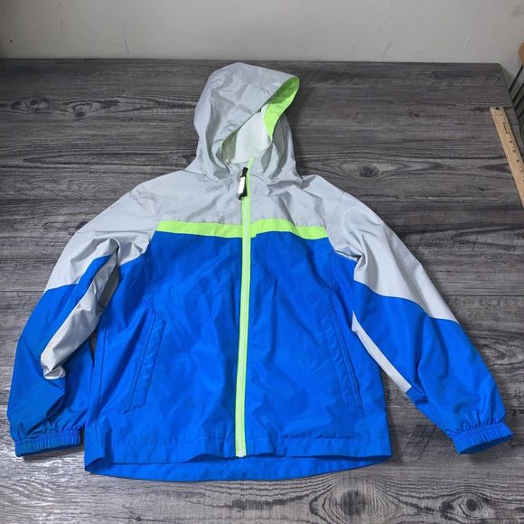 AQ Explore The Unknown Boys Hooded Lined Jacket M Medium 10/12 Blue Green Gray - Picture 3 of 9